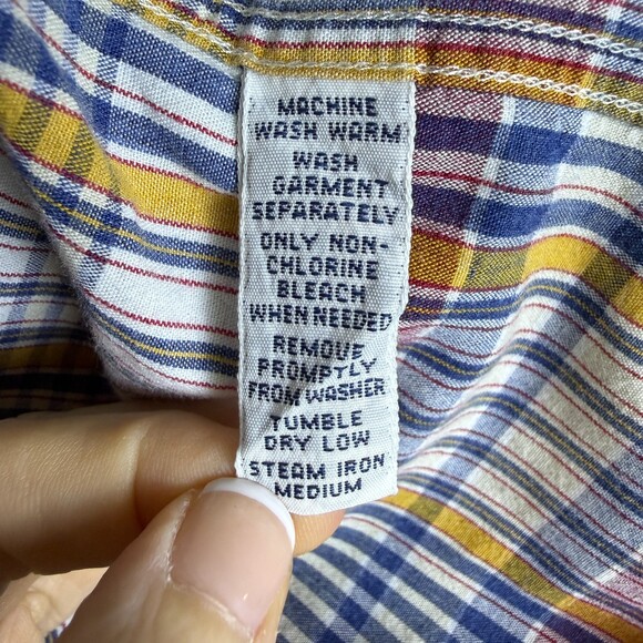 UNIQUE VINTAGE Ralph Lauren Men's Sz L Plaid 3 Button Pullover Dress Shirt - Picture 14 of 15